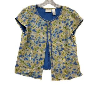 Y2K‎ Liz Claiborne Women's Floral Button Down Floral Cottagecore Whimsy Blouse 8